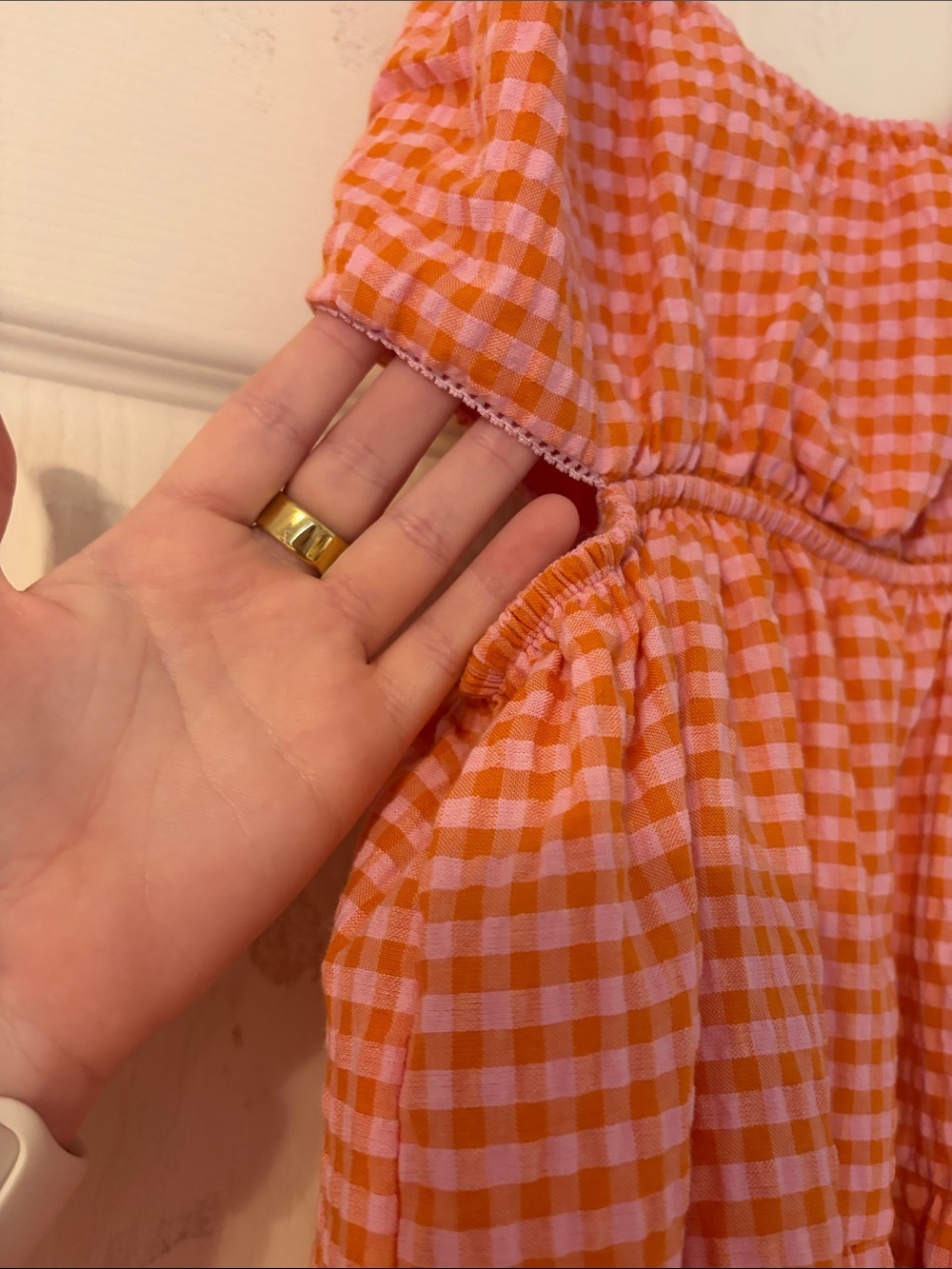 Altar'd State Orange Gingham Tiered Sundress - Picture 3 of 4